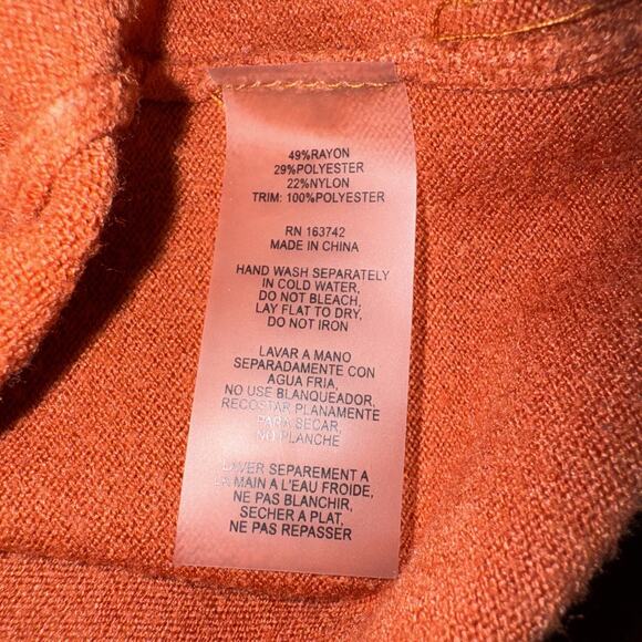 SIONI MILANO PLUS SIZE M RUSSET ORANGE SWEATER LACE SLEEVES FALL AUTUMN PUMPKIN - Picture 8 of 11